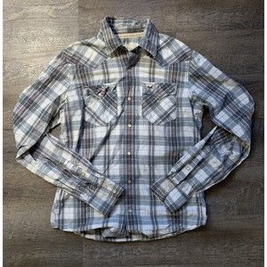 Hollister Men's Medium Cowboy Rodeo Western Longsleeve Pearl Snap Shirt